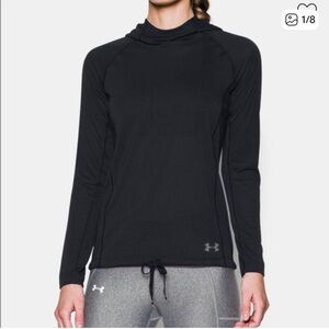 NWT Under Armor Threadborne Train Heat Gear Black Hoodie Top Shirt Women’s XL